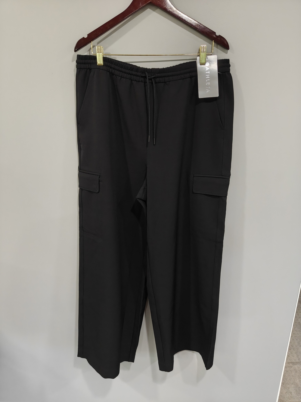 Athleta Pantalon Cargo Promenade Pants Size L Elastic Wide Leg Cargo